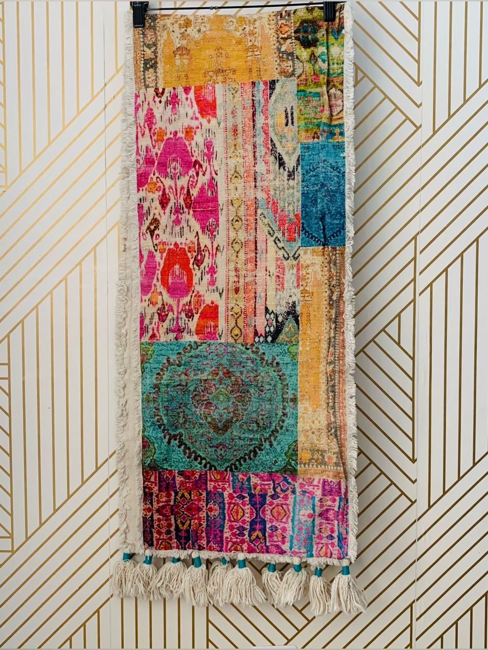 Bohemian Boho Table Runner rustic colorful Anthropologie pier one inspired 74x14 - Picture 9 of 10